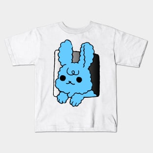 blue bunny peeking, funny bunny Kids T-Shirt